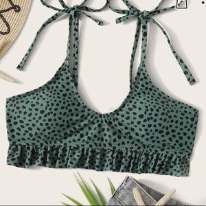 green and black polka dot bathing suit top!!